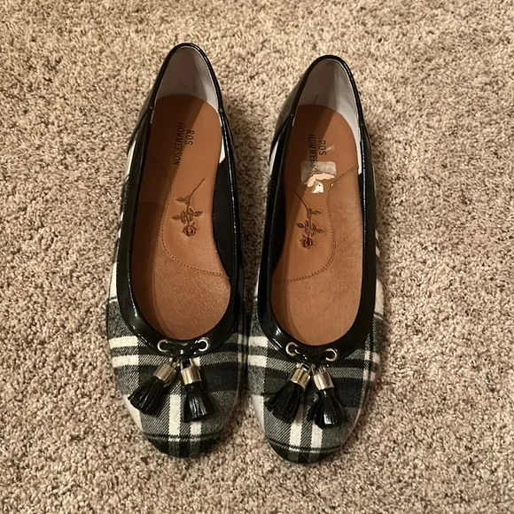 Ros Hommerson | Shoes | Womens Black And White Plaid Dress Flats | Poshmark